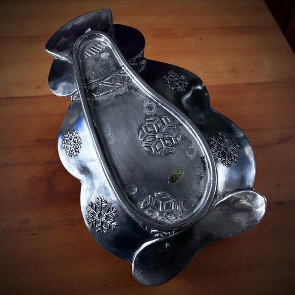 Home For The Holidays Snowman Candy Dish Silver Metal Christmas Decor Gift Box - Picture 5 of 6